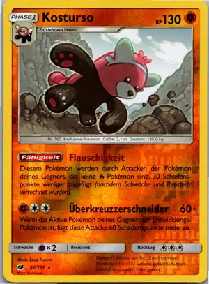 Pokémon-Karte Kosturso 56/111 Aufziehen der Sturmröte