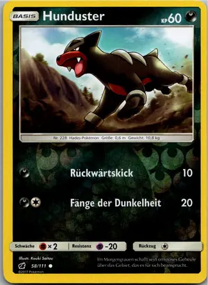 Pokémon-Karte Hunduster 58/111 Aufziehen der Sturmröte