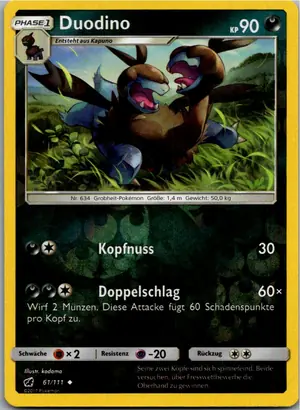 Pokémon-Karte Duodino 61/111 Aufziehen der Sturmröte