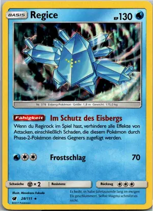 Pokémon-Karte Regice 28/111 Aufziehen der Sturmröte