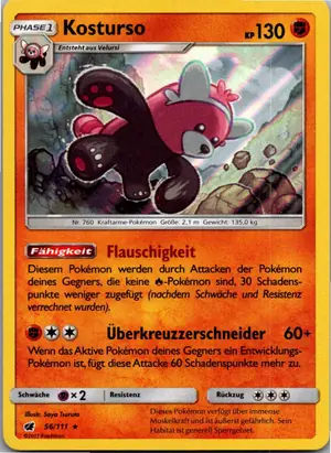 Pokémon-Karte Kosturso 56/111 Aufziehen der Sturmröte