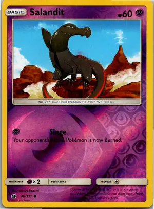 Pokémon-Karte Salandit Molunk 46/111 Aufziehen der Sturmröte