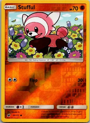 Pokémon-Karte Stufful Velursi 55/111 Aufziehen der Sturmröte