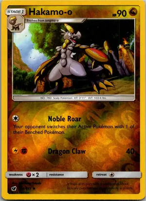 Pokémon-Karte Hakamo-o Mediras 76/111 Aufziehen der Sturmröte