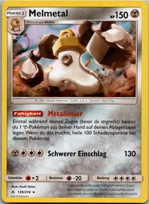 Pokémon-Karte Melmetal 129/214 Kräfte im Einklang