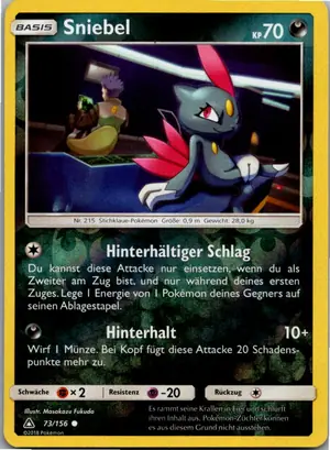 Pokémon-Karte Sniebel 73/156 Ultra-Prisma