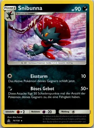 Pokémon-Karte Snibunna 74/156 Ultra-Prisma