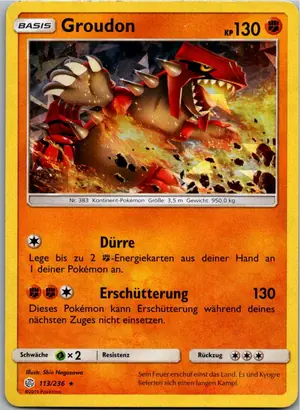 Pokémon-Karte Groudon 113/236 Welten im Wandel