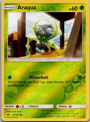 Pokémon-Karte Araqua 14/147 Nacht in Flammen