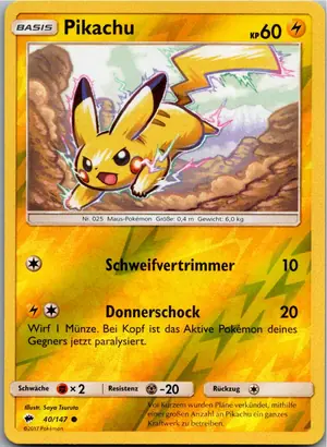 Pokémon-Karte Pikachu 40/147 Nacht in Flammen