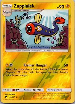 Pokémon-Karte Zapplalek 45/147 Nacht in Flammen