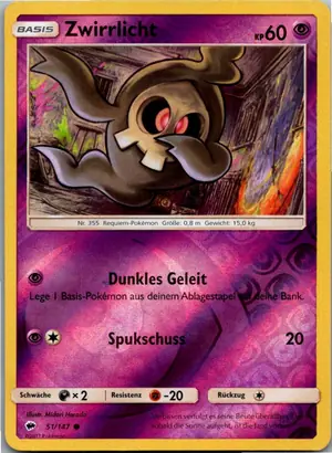 Pokémon-Karte Zwirrlicht 51/147 Nacht in Flammen