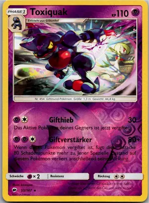 Pokémon-Karte Toxiquak 55/147 Nacht in Flammen