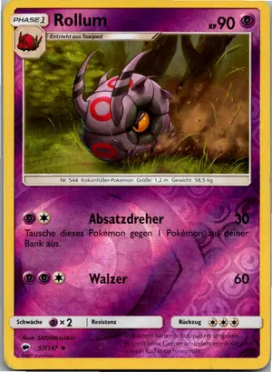 Pokémon-Karte Rollum 57/147 Nacht in Flammen