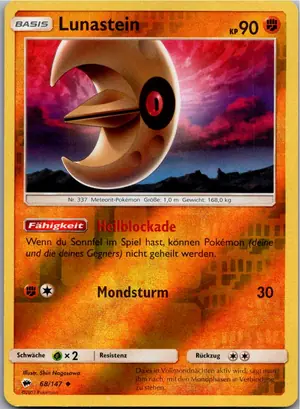 Pokémon-Karte Lunastein 68/147 Nacht in Flammen