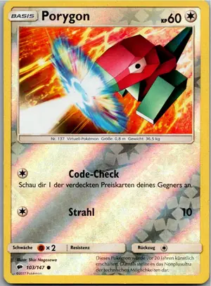 Pokémon-Karte Porygon 103/147 Nacht in Flammen