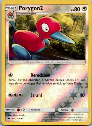 Pokémon-Karte Porygon2 104/147 Nacht in Flammen