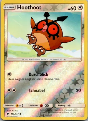 Pokémon-Karte Hoothoot 106/147 Nacht in Flammen