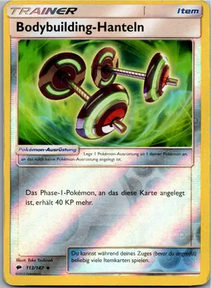 Pokémon-Karte Bodybuilding-Hanteln 113/147 Nacht in Flammen