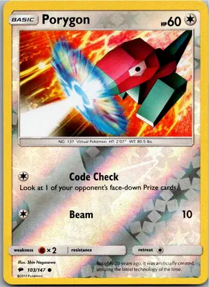 Pokémon-Karte Porygon 103/147 Nacht in Flammen