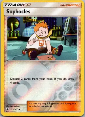 Pokémon-Karte Sophocles Chrys 123/147 Nacht in Flammen