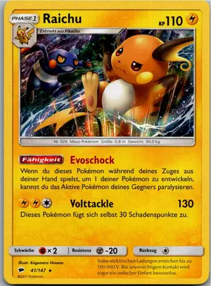 Pokémon-Karte Raichu 41/147 Nacht in Flammen