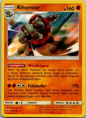 Pokémon-Karte Rihornior 67/147 Nacht in Flammen