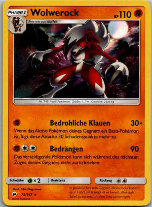 Pokémon-Karte Wolwerock 75/147 Nacht in Flammen