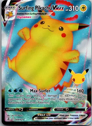 Pokémon-Karte Surfing Pikachu VMAX 009/025 Celebrations
