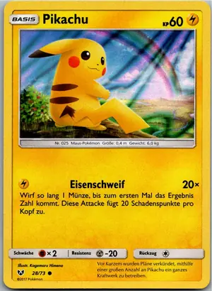 Pokémon-Karte Pikachu 28/73 Schimmernde Legenden