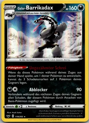 Pokémon-Karte Galar-Barrikadax 119/202 Schwert & Schild