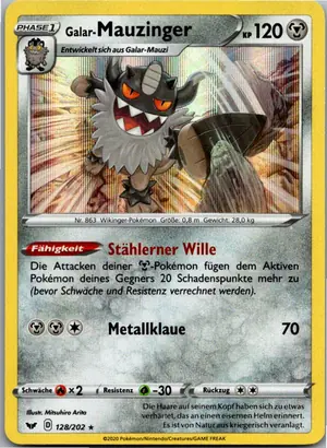 Pokémon-Karte Galar-Mauzinger 128/202 Schwert & Schild
