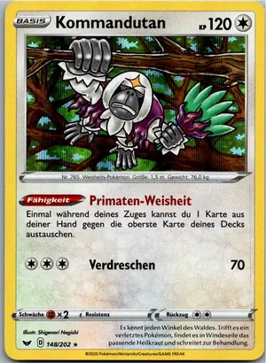 Pokémon-Karte Kommandutan 148/202 Schwert & Schild