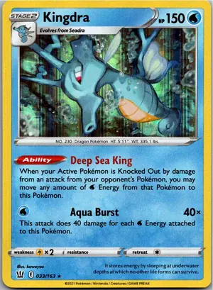 Pokémon-Karte Kingdra Seedraking 033/163 Kampfstile