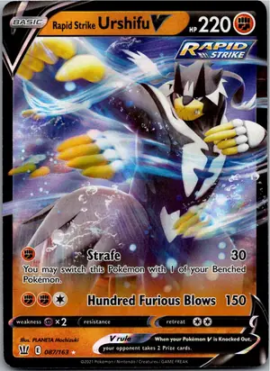 Pokémon-Karte Rapid Strike Urshifu V 087/163 Kampfstile
