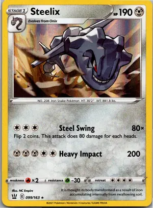 Pokémon-Karte Steelix Stahlos 099/163 Kampfstile