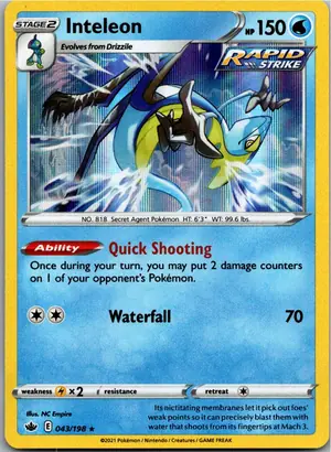 Pokémon-Karte Inteleon Intelleon 043/198 Schaurige Herrschaft