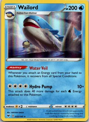 Pokémon-Karte Wailord 032/185 Farbenschock