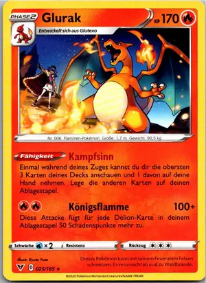 Pokémon-Karte Glurak 025/185 Farbenschock