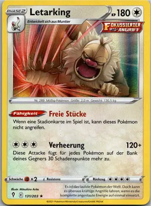 Pokémon-Karte Letarking 131/203 Drachenwandel