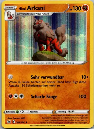 Pokémon-Karte Hisui-Arkani 084/196 Verlorener Ursprung