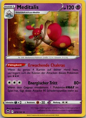 Pokémon-Karte Meditalis 073/195 Silberne Sturmwinde