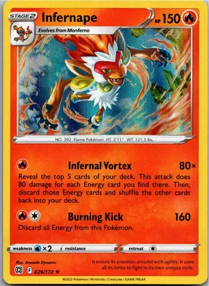 Pokémon-Karte Infernape Panferno 026/172 Strahlende Sterne