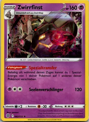 Pokémon-Karte Zwirrfinst 062/172 Strahlende Sterne