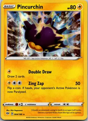 Pokémon-Karte Pincurchin Britzigel 064/189 Flammende Finsternis