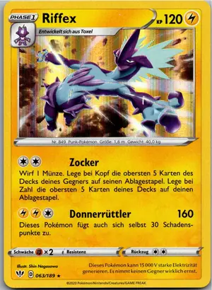 Pokémon-Karte Riffex 063/189 Flammende Finsternis
