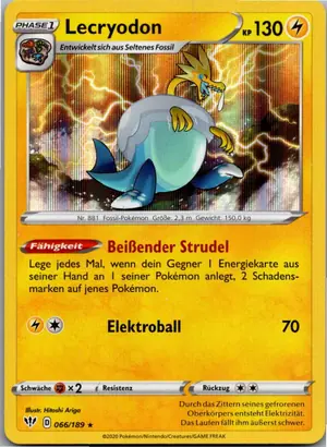 Pokémon-Karte Lecryodon 066/189 Flammende Finsternis