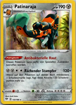 Pokémon-Karte Patinaraja 132/189 Flammende Finsternis