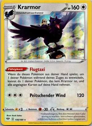 Pokémon-Karte Krarmor 156/189 Flammende Finsternis