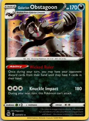 Pokémon-Karte Galarian Obstagoon 037/073 Weg des Champs